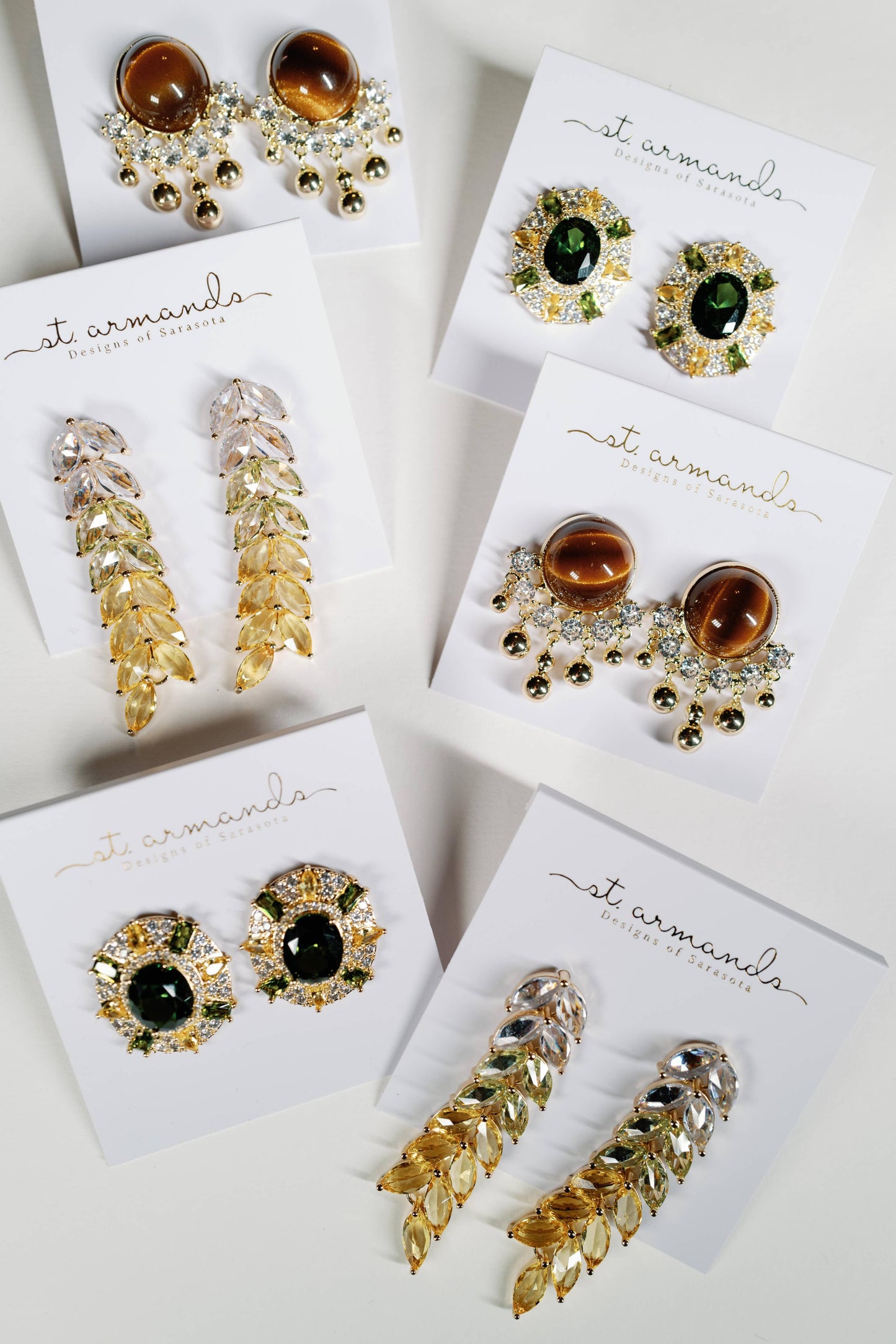 St Armands Designs of Sarasota - Olive & Canary Oval Luxe Statement Earrings