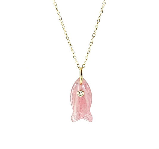 Savvy Bling - Coastal Pink Fish Necklace Water Resistant