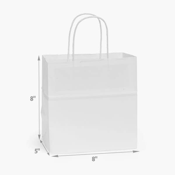 Nashville Wraps - White Kraft Retail Paper Shopping Bags: 100 Pack / Rose 5.25x3.5x8.25"