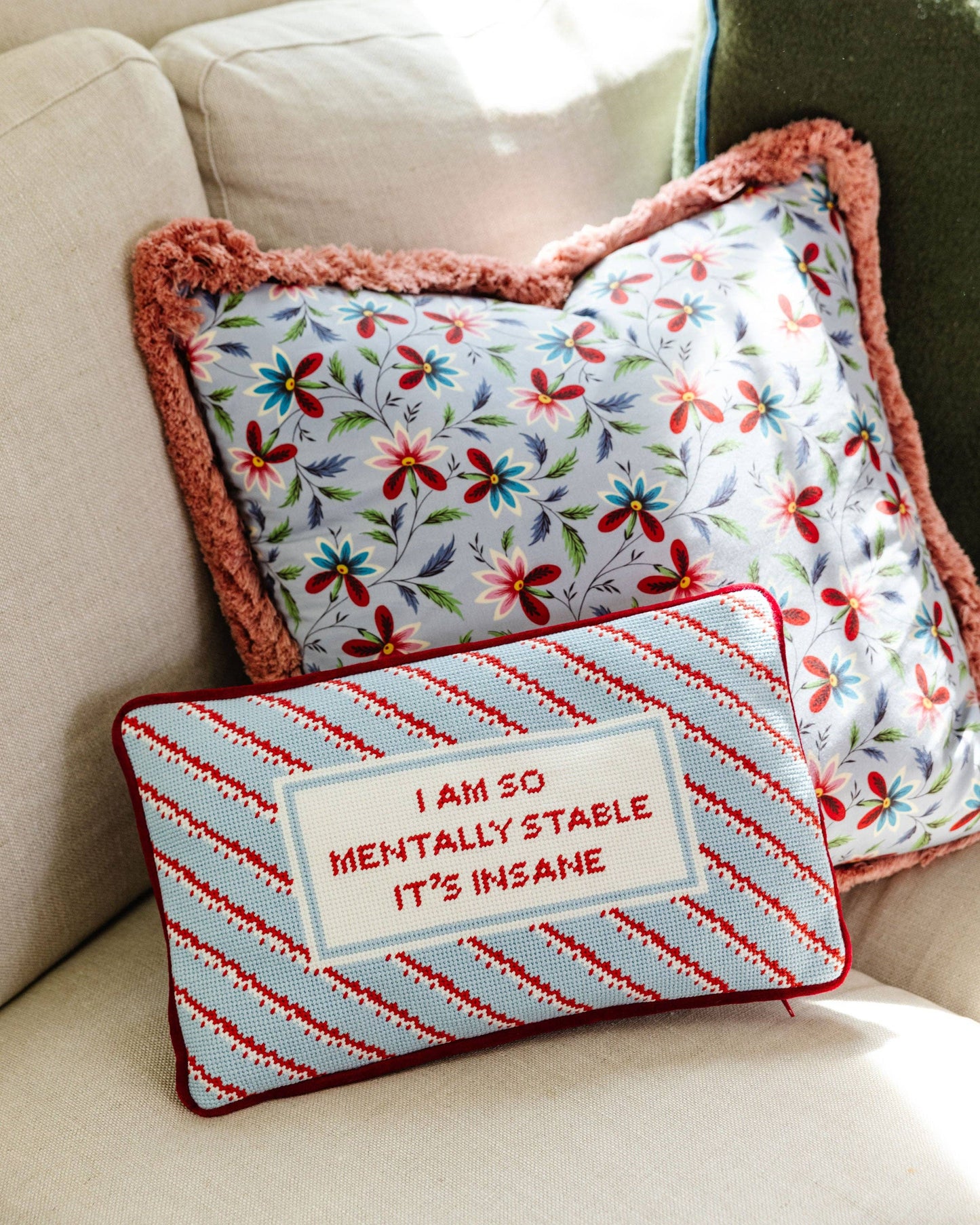 Furbish Studio - Mentally Stable Needlepoint Pillow