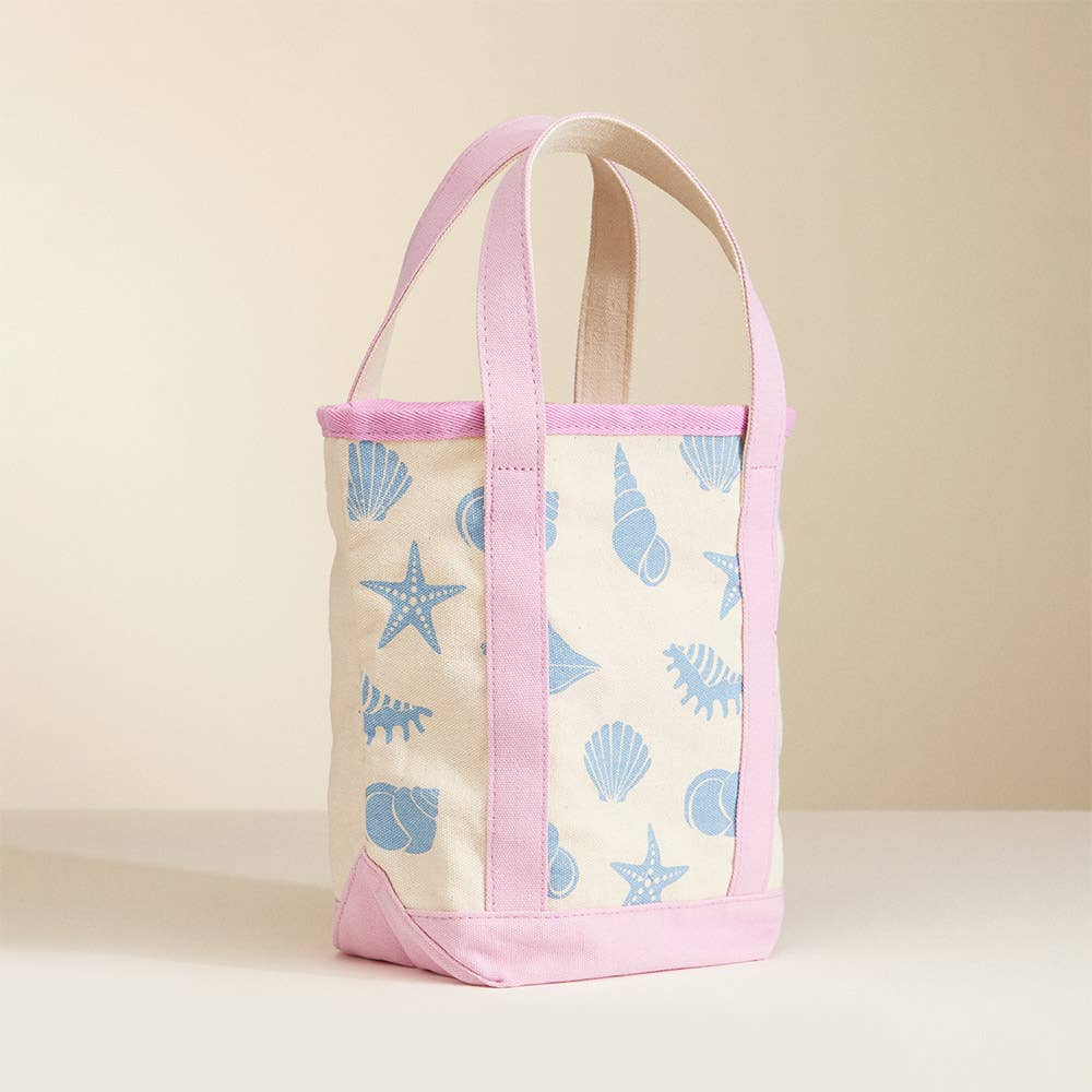 Sea Shell Starfish Pattern Tote Bag: Pink