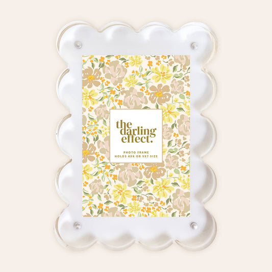 Rectangle Scalloped Acrylic Frame-White