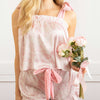 8 Oak Lane - Pink Bow Toile Tie Top Satin Ruffle Short PJ Set: LG/XL