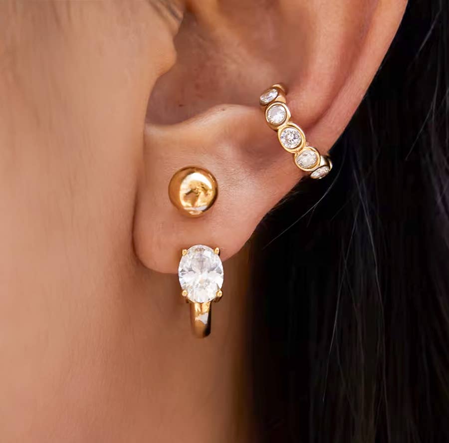 Savvy Bling - Gold Stud and Oval Earring Waterproof