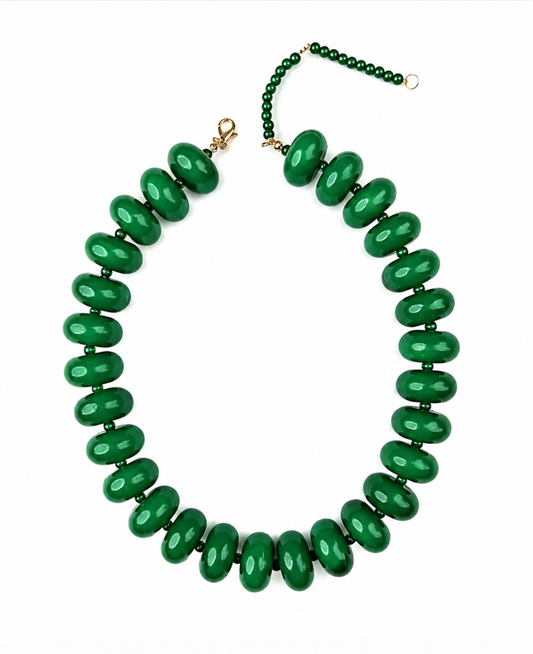 HAVEN + FAYE Collective - Polished Bead Statement Necklace | Dark Green