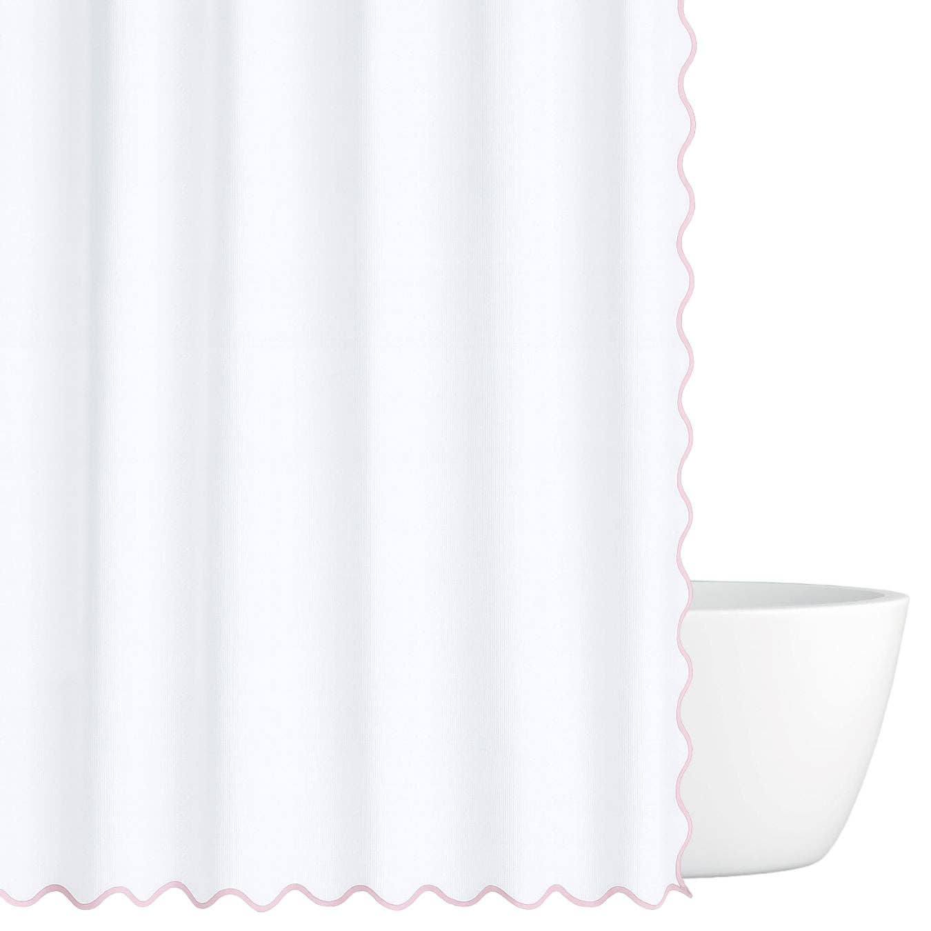 Laura Park Designs - Scalloped Shower Curtain, Pink / White: Standard, 72" x 72"