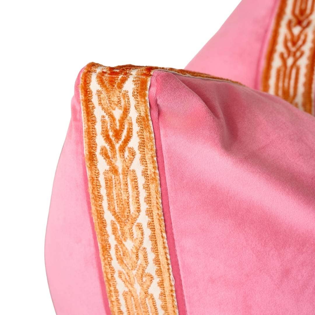 Laura Park Designs - Hot Pink Velvet Pillow with Orange Embroidery: One Size