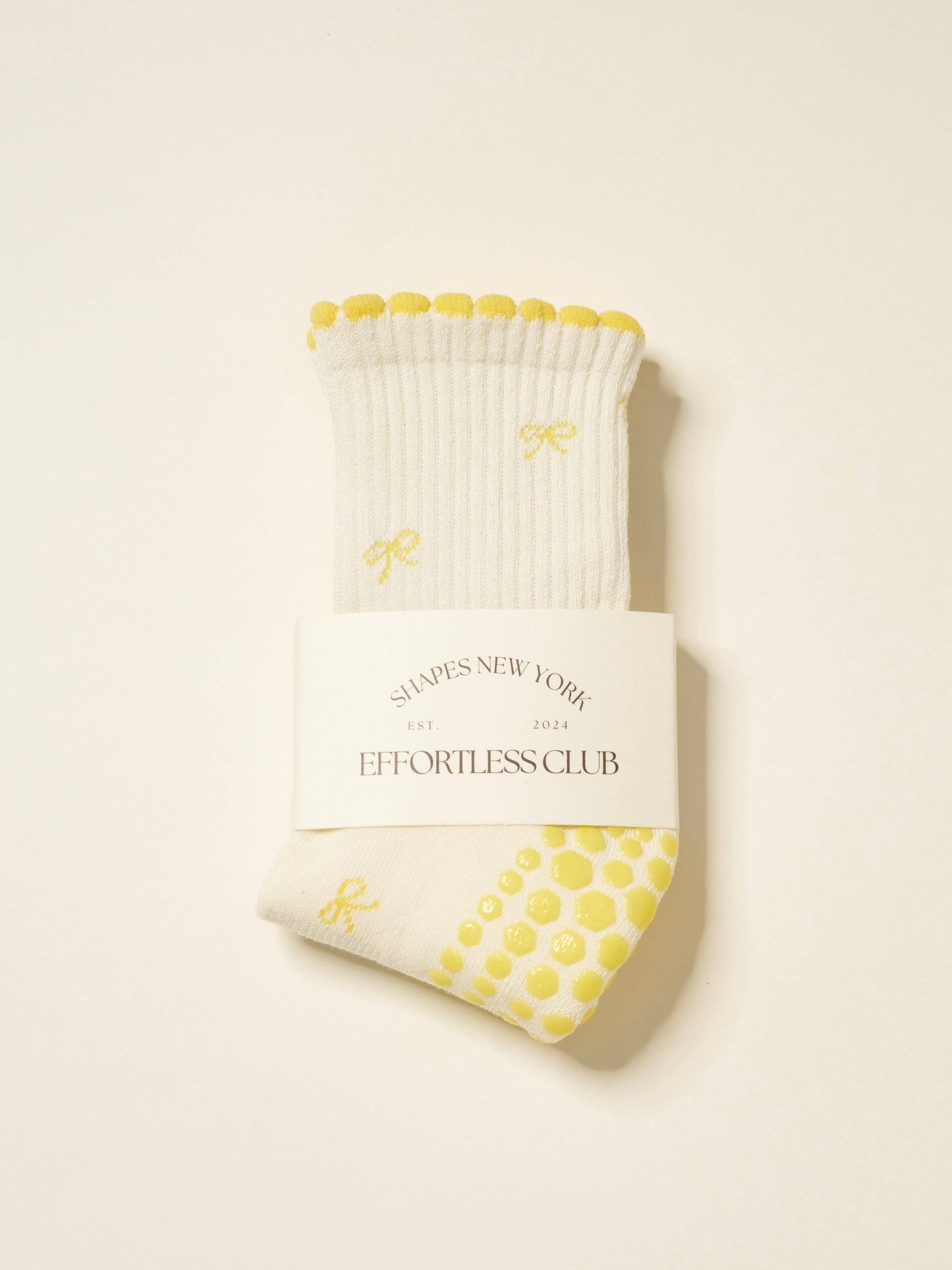 Effortless Club - 🎀 Mini Bow Petal Grip Sock [Butter], Pilates Socks