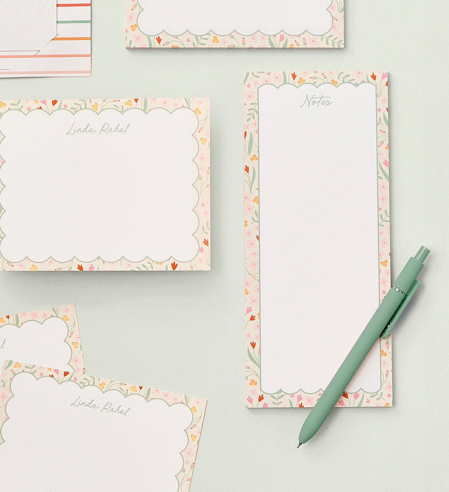 Joy Creative Shop - Floral Tall & Skinny Notepad: Mint