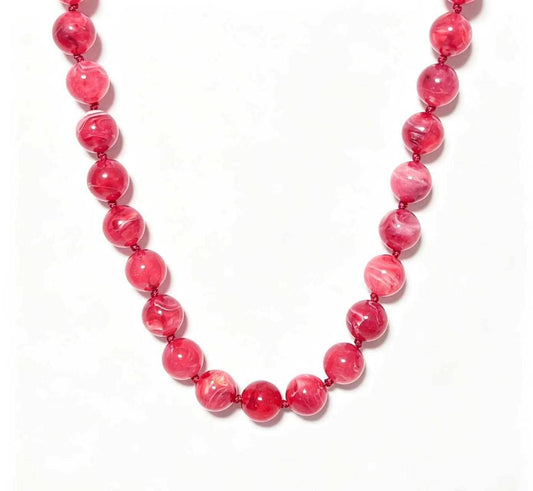 Savvy Bling - Marble Beaded Statement Necklace: Raspberry