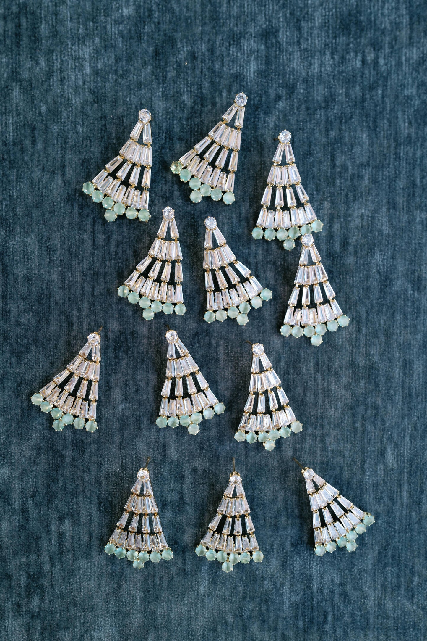 St Armands Designs of Sarasota - Crystal and Chalcedony Christmas Tree Holiday Earrings