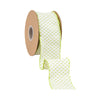 LA Ribbons Wholesale - 2 1/2" Wired Ribbon | Lime Green/White Woven | 10 Yard Roll