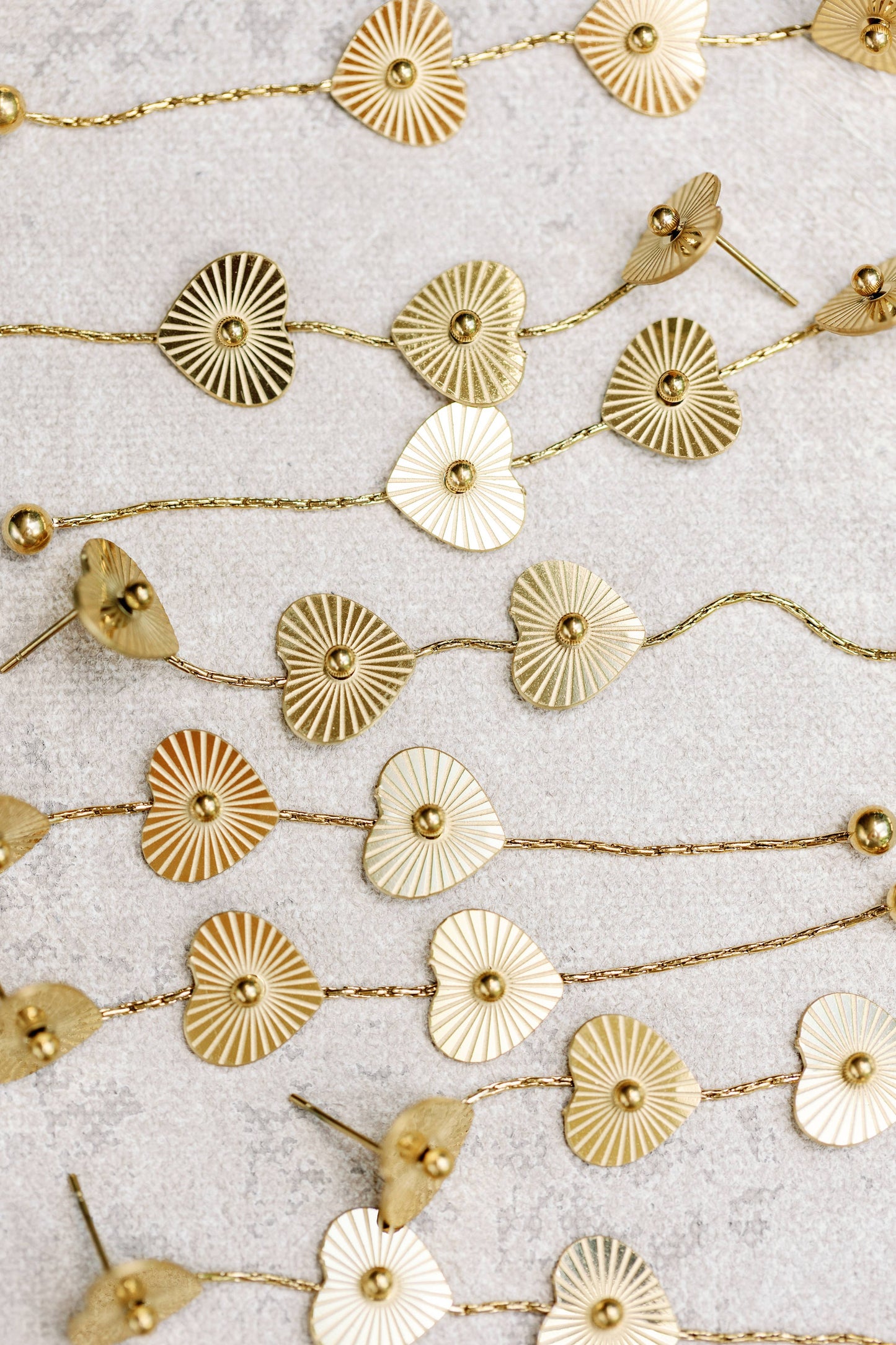 St Armands Designs of Sarasota - Gold Heart Duster Drop Earrings