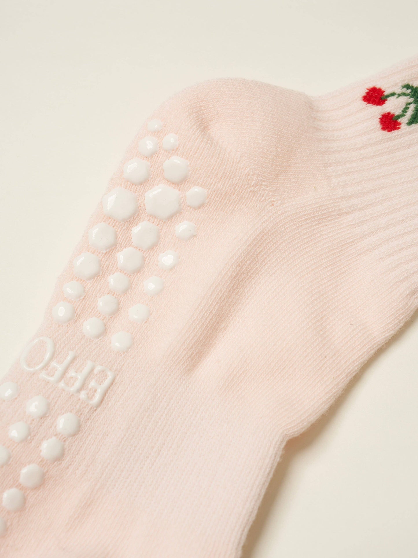 Effortless Club - 🍒 Cherry Ruffle Grip Sock [Baby Pink], Pilates Socks