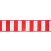 LA Ribbons Wholesale - 2 1/2" Wired Ribbon | Cabana Horizontal Stripe Red | 10 Yard Spool