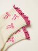 Hot Pink Bow Ruffle Grip Sock