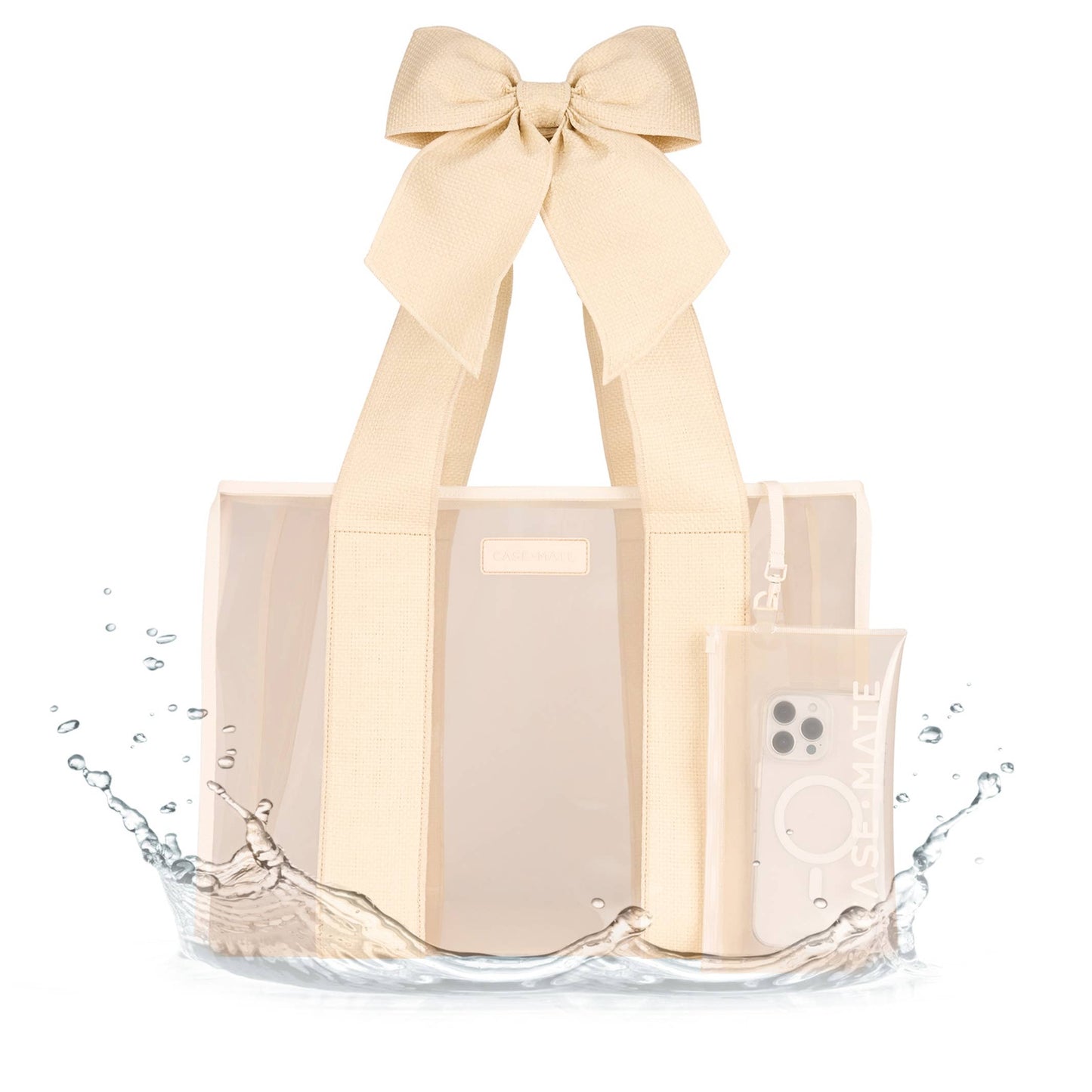 Case-Mate Ecru Raffia Bow Jelly Tote Bag