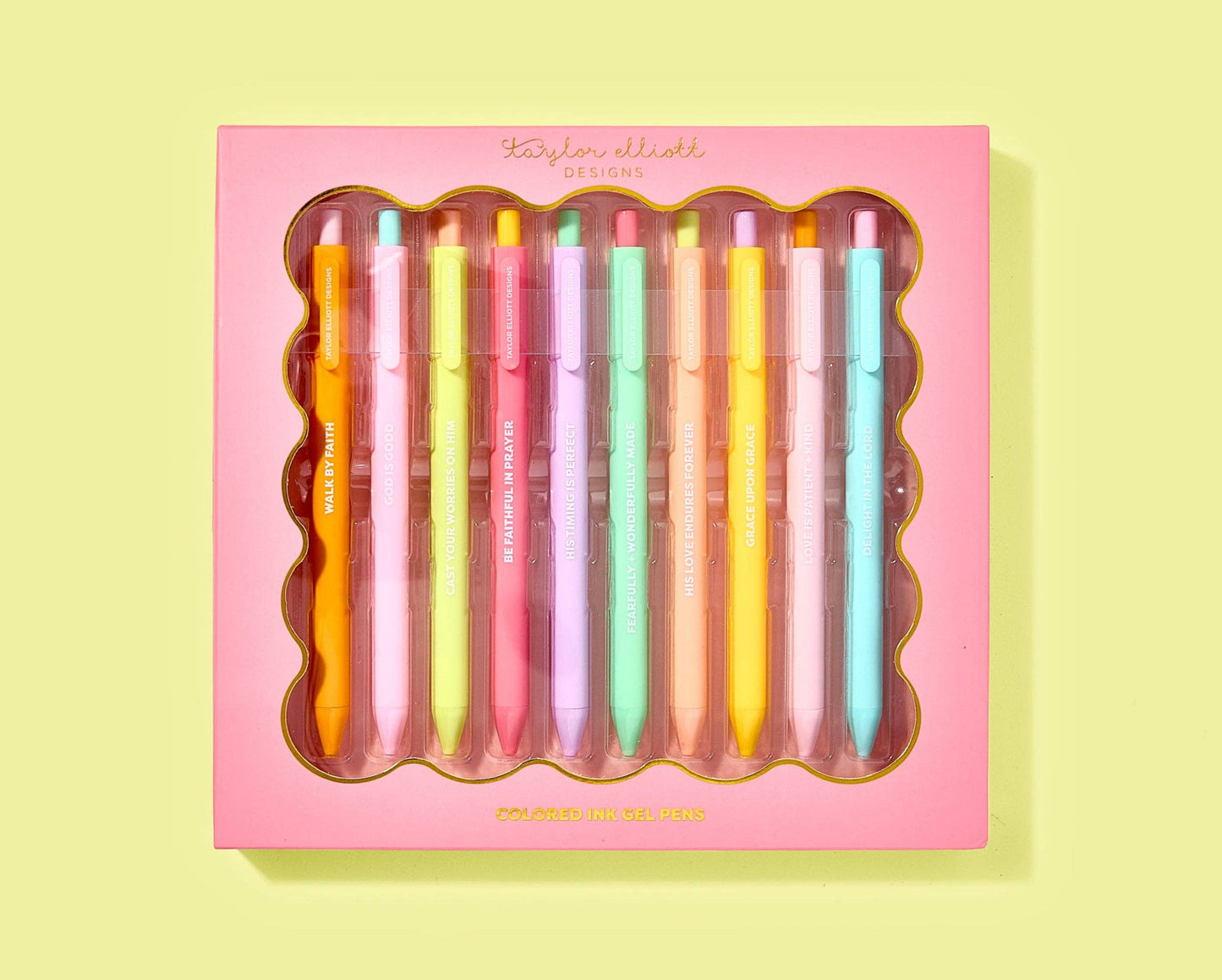 Taylor Elliott Designs - Gel Pen Set - Motivational - Faith - Asst Colors - 10 Pc Set