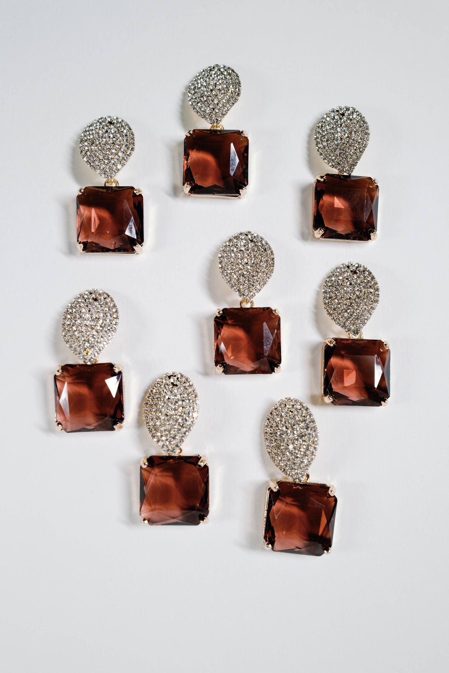 St Armands Designs of Sarasota - Smokey Plum Retro Pavé Crystal Gum Drop Earrings