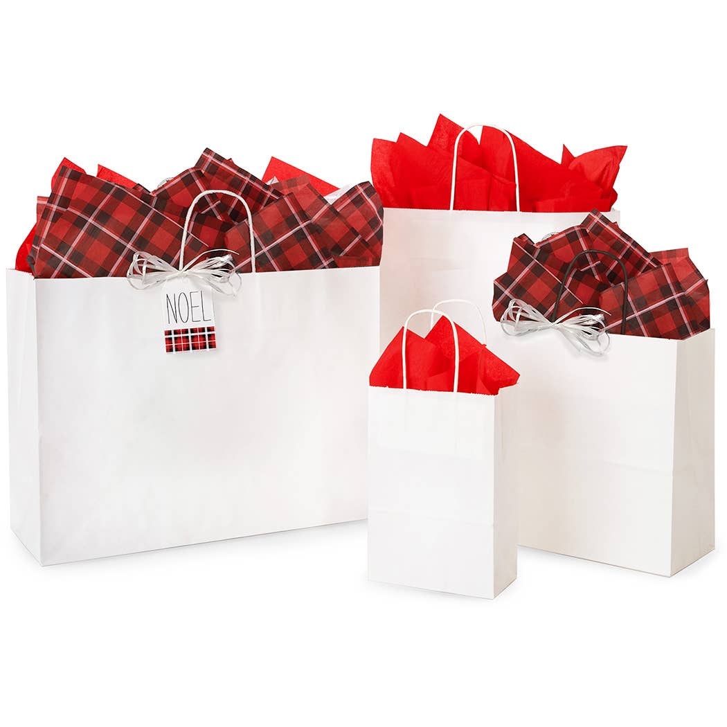 Nashville Wraps - White Kraft Retail Paper Shopping Bags: 100 Pack / Rose 5.25x3.5x8.25"