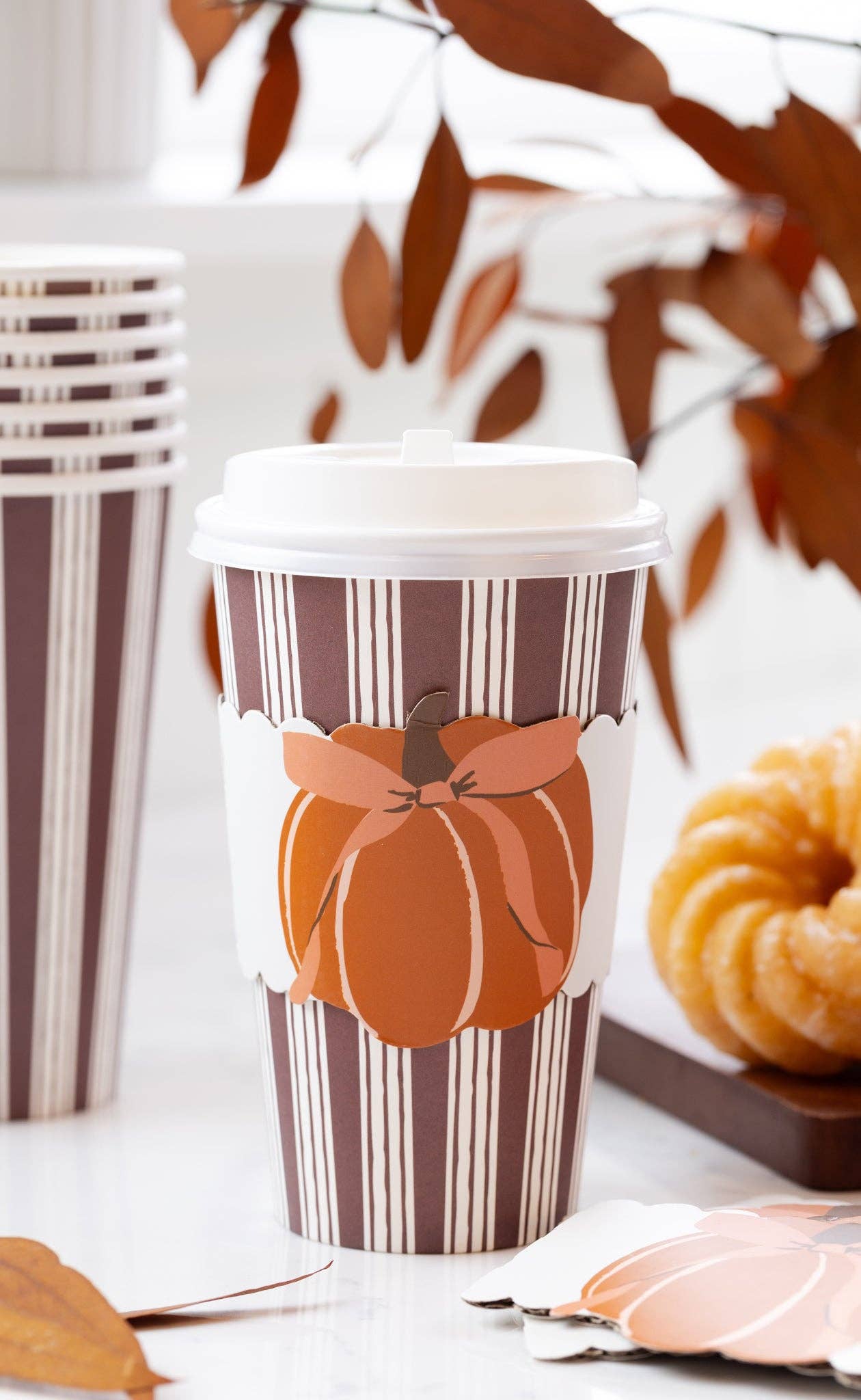 My Mind’s Eye - PLTG1825 - Striped Bow Pumpkin Pink To Go Cups (8ct 16oz)