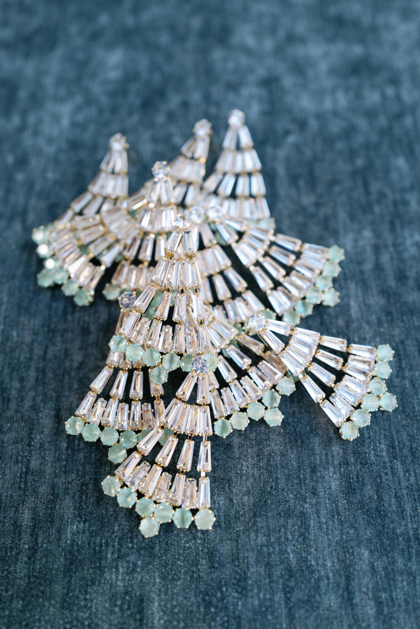 St Armands Designs of Sarasota - Crystal and Chalcedony Christmas Tree Holiday Earrings