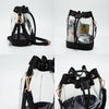 Sensibling Corp. - Solid Faux Leather Transparent Bucket Bag: Red