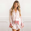 8 Oak Lane - Sweetheart Blooms Satin Ruffle PJ Short Set: L/XL