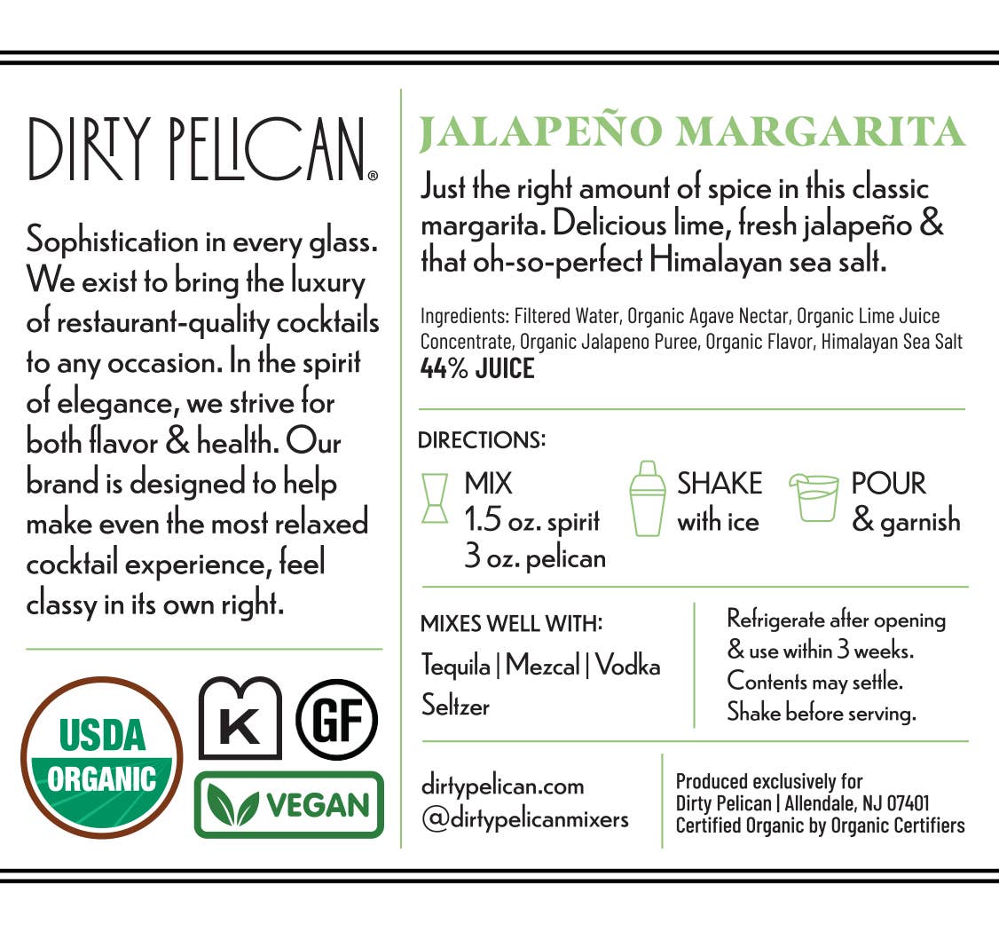 Dirty Pelican - Jalapeño Margarita: 375mL