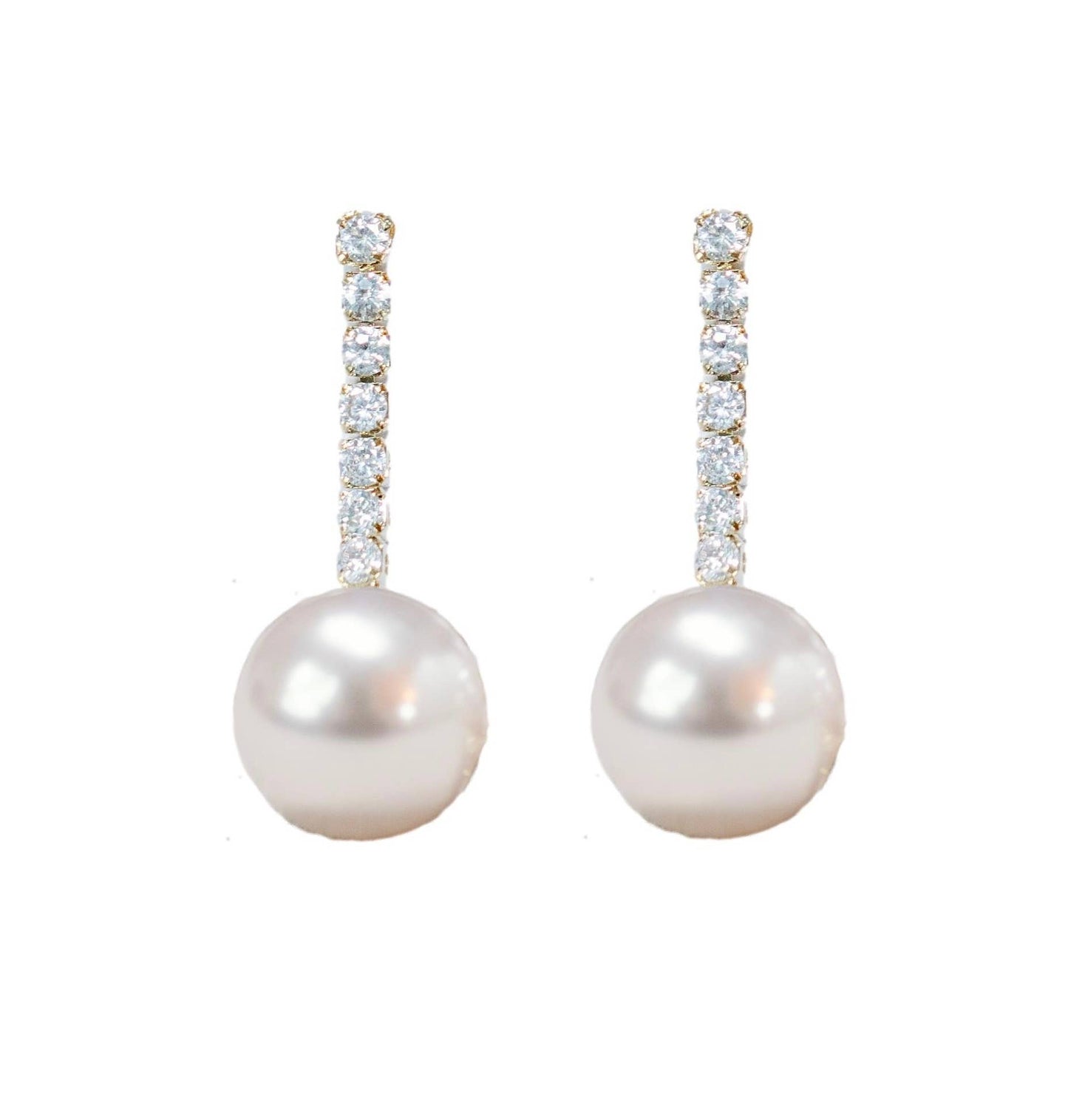 St Armands Designs of Sarasota - Small Swingy Pearl and Diamond Statement Drop Earrings