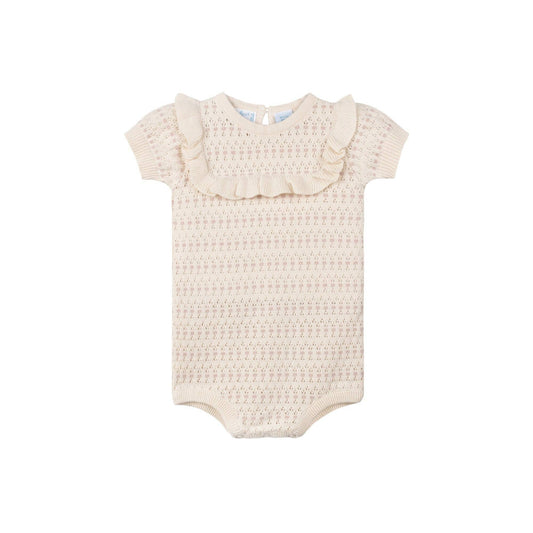 Feltman Brothers - Baby Girls Pointelle Jacquard Knit Romper: Ecru / 12M