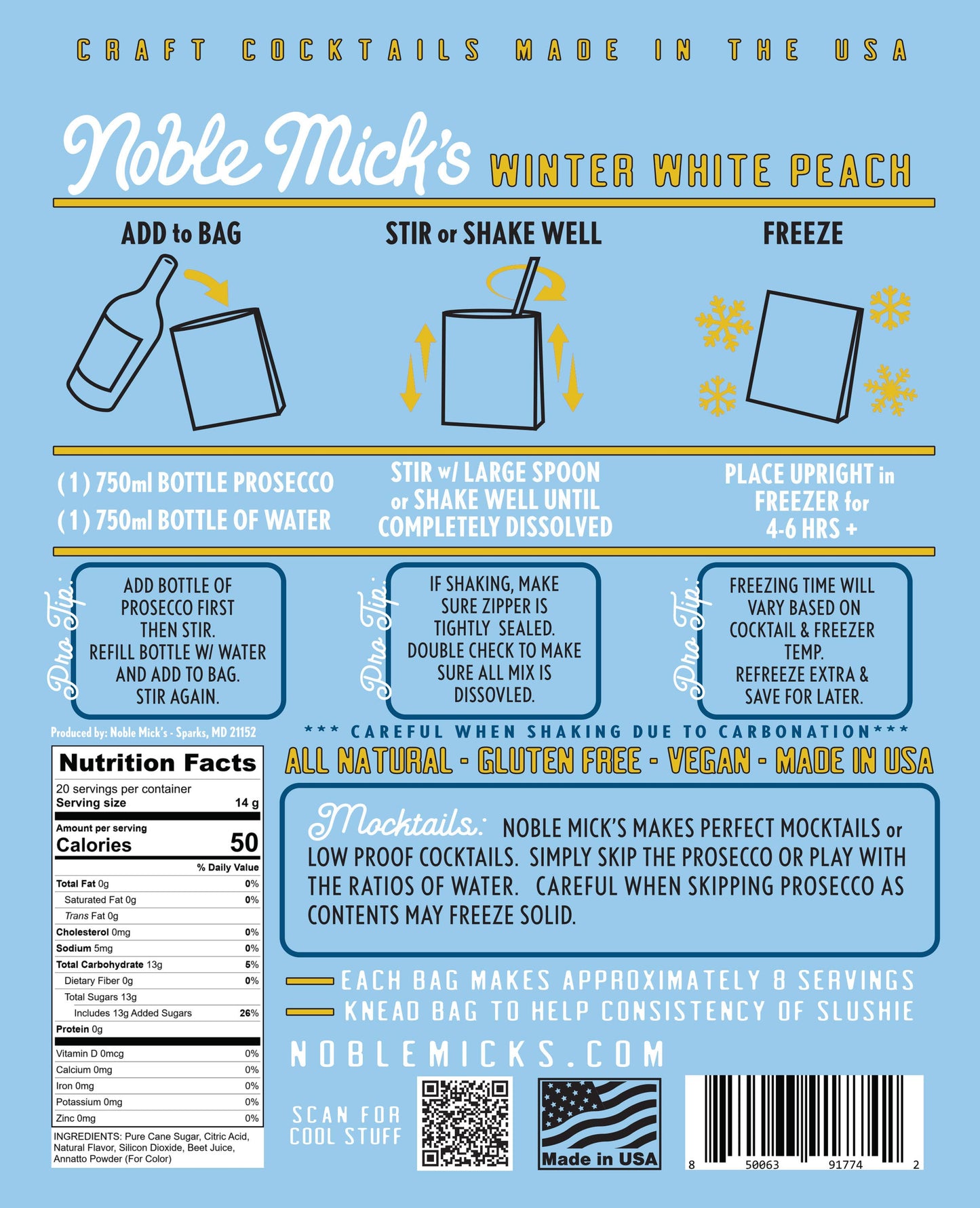 Noble Mick's - Craft Beverage Company - Winter White Peach Bellini Frozen Cocktail