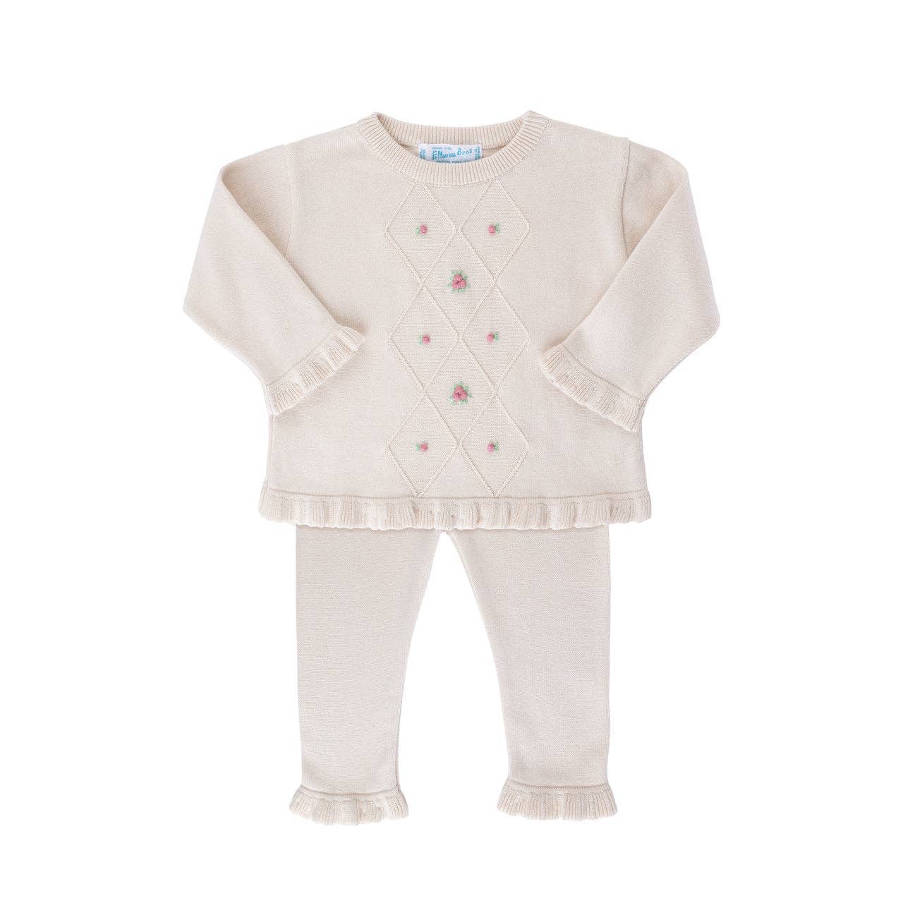 Feltman Brothers - Baby & Toddler Girls Rosebud Knit Set: Ecru / 4T