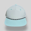 Blank Rope Hats - Perforated Structured Nylon Ripstop Ash Gray-Sky Blue / Black-White Rope