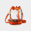 Solid Faux Leather Transparent Bucket Bag: Clear,Gray