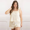 8 Oak Lane - Butter Yellow & White Textured Tie Top Ruffle Sleep Set: M