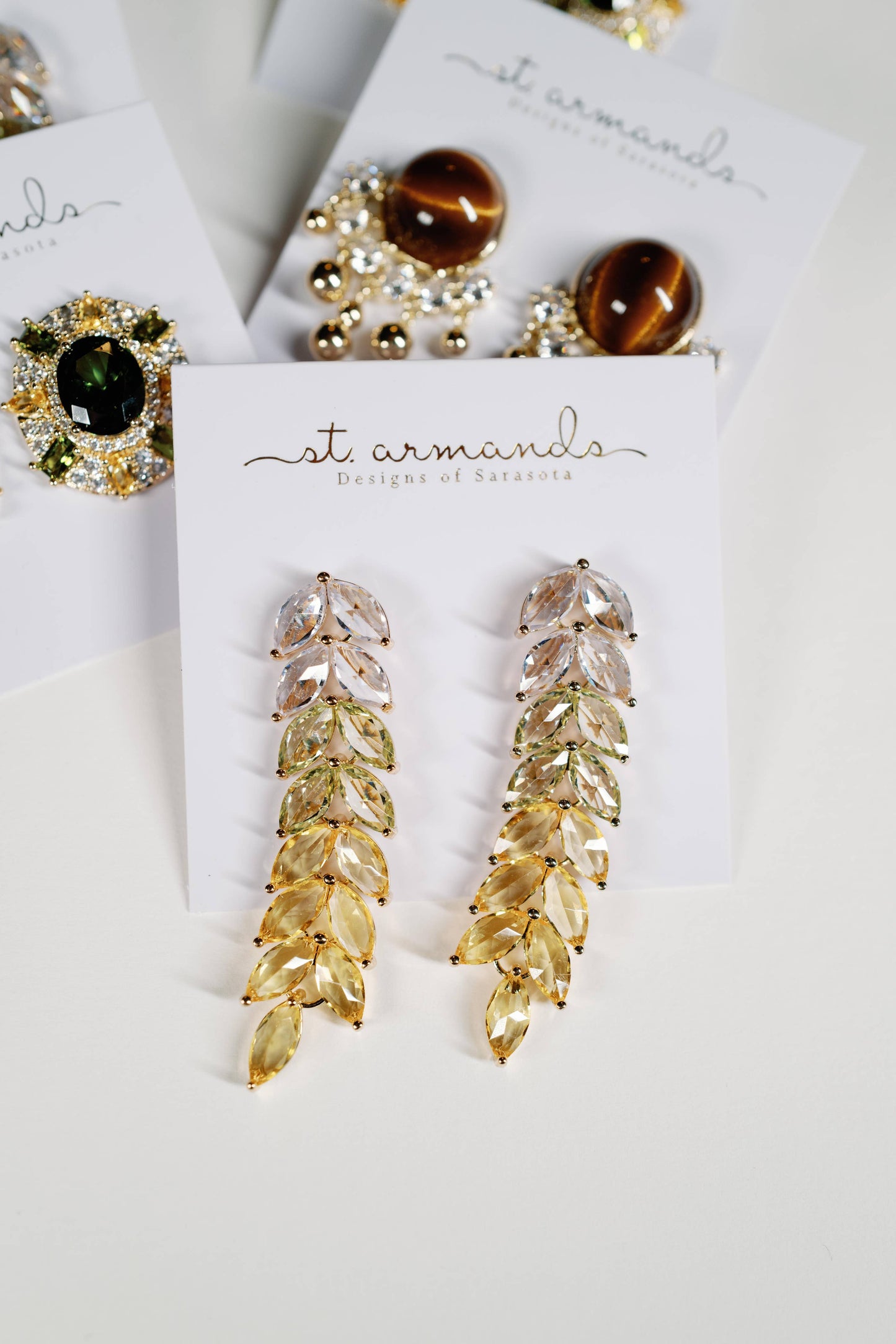 St Armands Designs of Sarasota - Olive & Canary Oval Luxe Statement Earrings