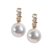 St Armands Designs of Sarasota - Crystal Baguette Pearl Drop Holiday Statement Earrings
