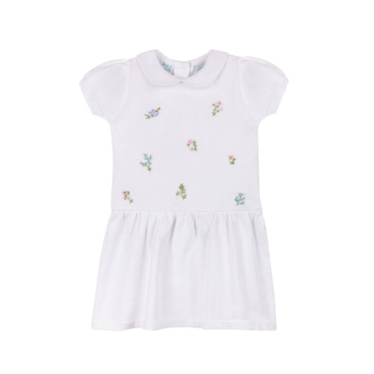 Feltman Brothers - Girls Embroidered Garden Knit Dress: White / 24M