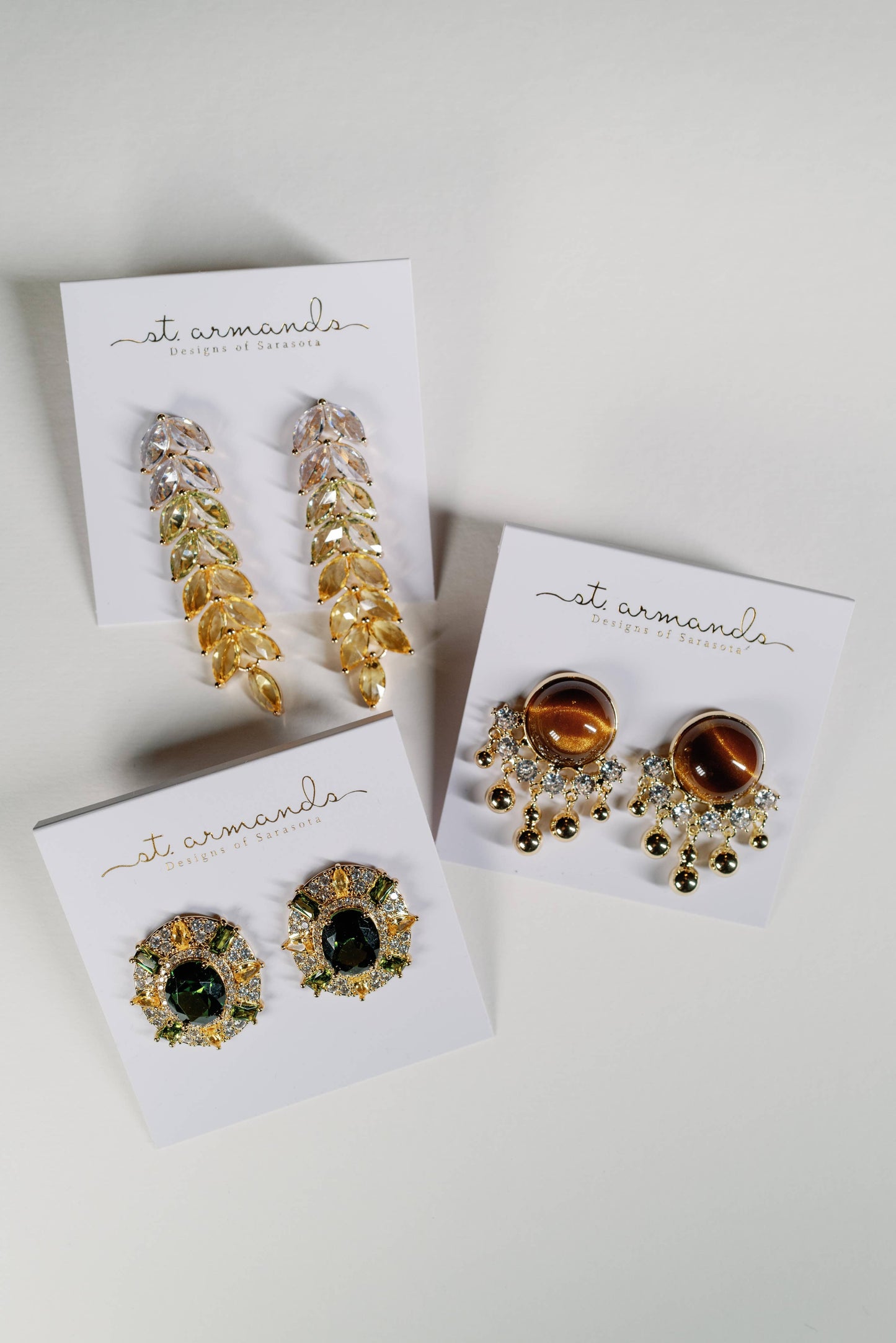 St Armands Designs of Sarasota - Olive & Canary Oval Luxe Statement Earrings