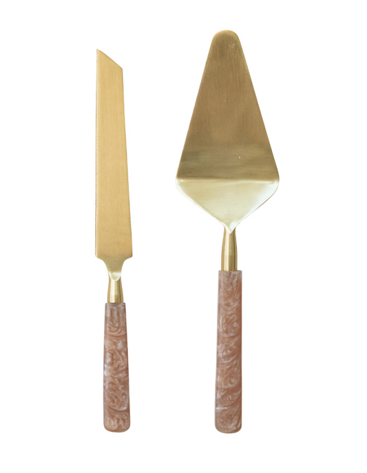 Marble Resin Cake Servers