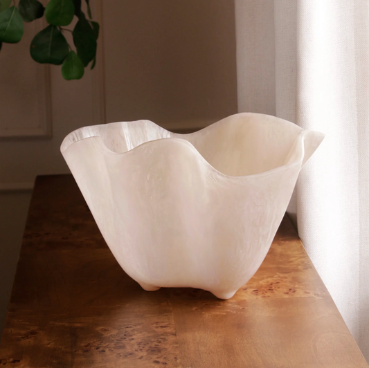 RESIN Alabaster Ice Bucket White Swirl
