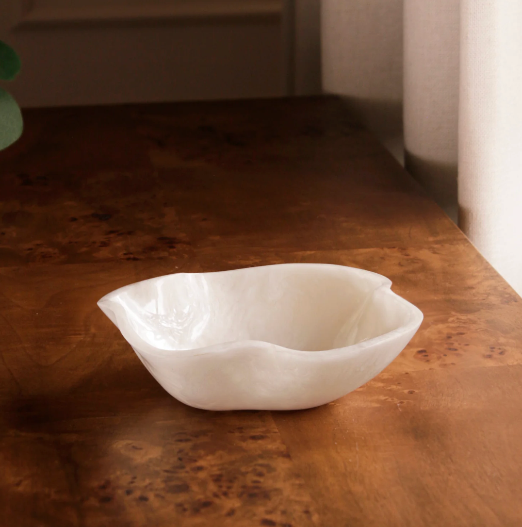 RESIN Alabaster Mini Bowl White Swirl