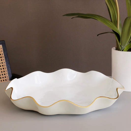 ENCANTO Carola Large Round Platter (Cream and White)