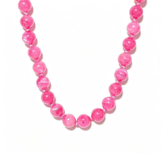 Savvy Bling - Marble Beaded Statement Necklace: Pink Punch