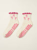 Hot Pink Bow Ruffle Grip Sock