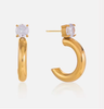 Savvy Bling - Solitaire Hoop Earrings Water Resistant