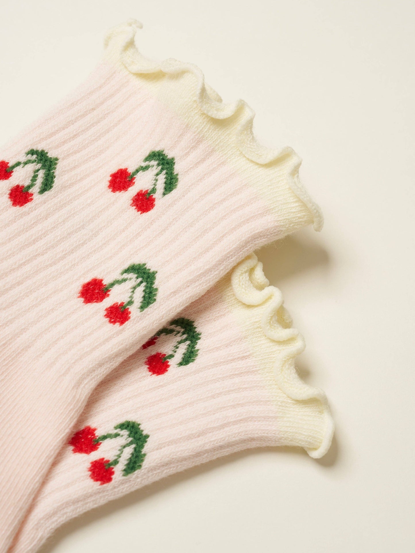 Effortless Club - 🍒 Cherry Ruffle Grip Sock [Baby Pink], Pilates Socks