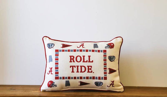 Little Birdie Home - Alabama Collegiate Icon Border Piped Pillow