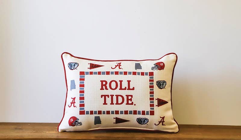 Little Birdie Home - Alabama Collegiate Icon Border Piped Pillow